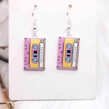 Orecchini Simpatici Vintage Music Casetta Rosa- Pendente Donna - Idea Regalo