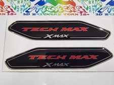  Kit 2 Xmax Techmax adesivi yamaha 3D in resina gel argento cromo- nero-rosso