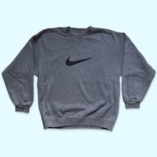 Nike Spell out big logo Swoosh felpa Vintage 90s Size M sweatshirt Grey F8FIB