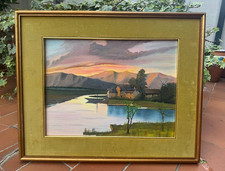 Dipinto olio legno telato - olio, su