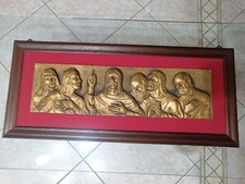 Vecchio quadro con cornice in legno rappresentante "L'ultima cena"