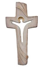 CROCE CROCIFISSO DELLA PACE IN LEGNO DELLA VALGARDENA DIPINTO A MANO CM 24