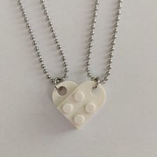 ? 2 COLLANE CUORE LEGO DIVISO BIANCO HEART AMORE AMICIZIA LOVE