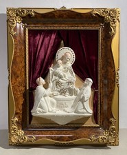 ARTE DEVOZIONALE-MADONNA DEL ROSARIO-POMPEI-CERAMICA FIRMATA-QUADRO DECORATIVO