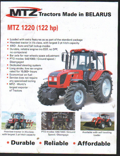 Scheda brochure trattore mtz - trattore,