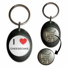 Cheese Cake I Love Plastic Shopping Trolley £1/€1 Coin Key Ring (43mm x 32mm)