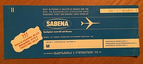 Sabena biglietto aereo - biglietto,