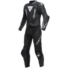 Dainese Laguna Seca 5 2 pezzi tuta in pelle nero/nero/bianco moto uomo