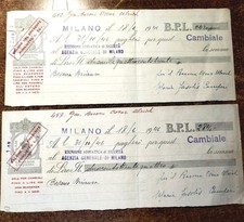 Due Vecchie Cambiali B. P. L. Anno 1946, Più 4 Ricevute Mensa Militare Anno 1942