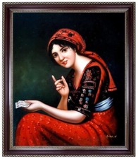 Quadro olio, signora in abito