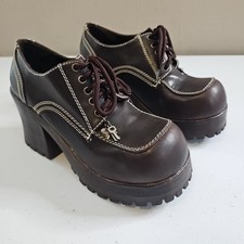 Scarpe Oxford SODA VINTAGE Y2K marroni ecopelle plateau grosso tacco stringato 8,5 