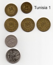 Monete TUNISIA -Annate diverse: 20, 50, 100 Millies + 0,5 ed 1 Dinari