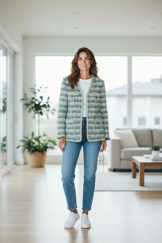 Giacca bouclé tweed fatta - , a