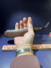 Vintage ENORME rasoio dritto 10” lungo / 1,5” larghezza lama primitivo - manico legno