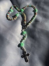 Green rosary beads with - green,