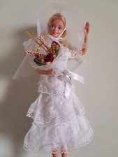 Abito da sposa Vintage 2 per Barbie con velo e bouquet OOAK- NO DOLL