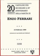 20 CARTOLINE ENZO FERRARI ANNIVERSARIO EDIZIONE 1990 IN 1500 ESEMPLARI NUMERATI