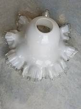 Antico Paralume in Vetro Bianco Lucido Opalino Diametro Cm.20 Come Foto 