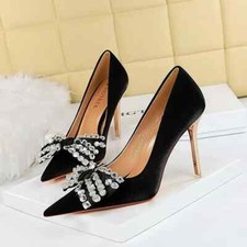 Decolte Scarpe Gioiello Donna Tacco 10.5 cm Nero Strass Pelle Sintetica 72044