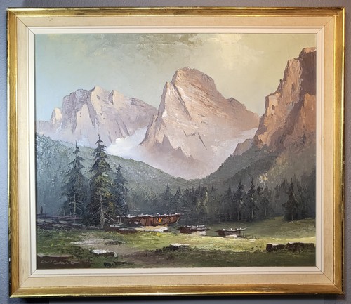 Dipinto olio catena montuosa