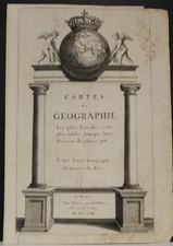 "CARTES DE GEOGRAPHIE" 1671 DU VAL INSOLITO ANTICO RAME INCISO FRONTESPIZIO