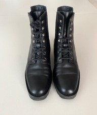 Max Mara Boots stivaletti con lacci in pelle nera taglia 36 (36,5)