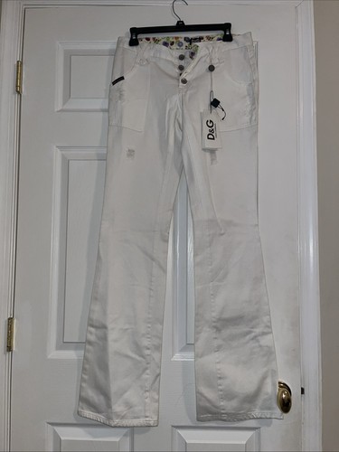 Jeans donna bianco floreale