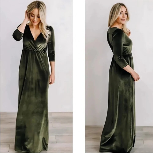 Maxi abito donna velluto - maxi, in