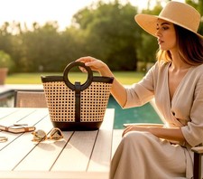 Borsa a mano in pelle italiana nera rosa - elegante borsa a tracolla e manico superiore da donna