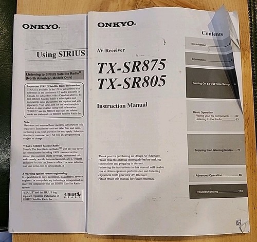 Onkyo sr875 805 ricevitore - onkyo, tx-sr875/805