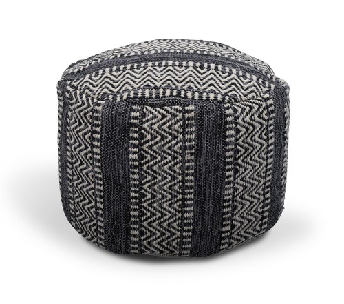 Pouf rotondo nero chevrons - pouf,