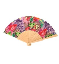 ventaglio fantasia in fiori in legno disponibile in diverse fantasie