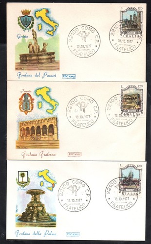 Fdc roma 1977 serie - 5°serie, fontane