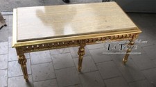 Tavolo basso da caffè salotto rettangolare impero tavolino thé oro barocco marmo