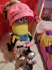 triciclo bambini Rosa Grigio passeggino con maniglione e tettuccio trasformabile