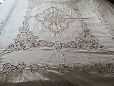 SPLENDIDO Copriletto In Misto Lino Antico Con Pizzo Burano Matrimoniale SVENDO