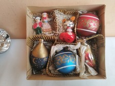 addobbi per albero di natale scatola con 6 palline vintage in pasta di vetro