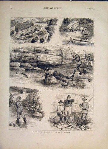 Antica stampa originale - , pesca