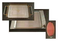Lotto 3 vassoi vintage anni ’70/’80 (Alessi + MP Patent + specchiato dorato)