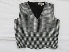 TOP ELASTICIZZATO SENZA MANICHE M&S EDIZIONE LIMITATA B&W SPOTTY MODETTE UK 8 PETITE FIT 