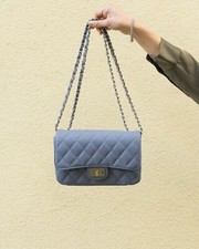 BORSA A SPALLA VERA PELLE AZZURRO AVIO