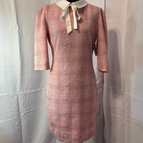 Abito tweed rosa quadri - tweed,