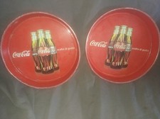 COCA COLA 2 VASSOI BAR METALLO VINTAGE PUBBLICITARI TRAY