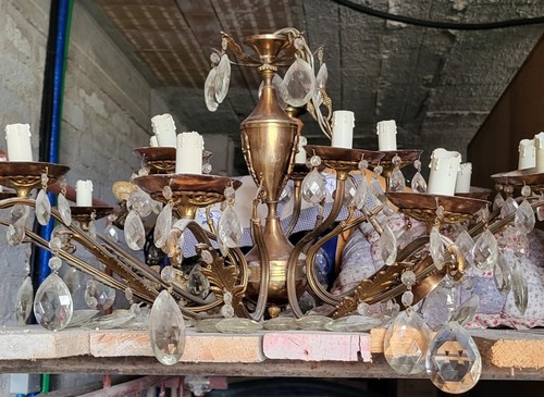 Lampadario con gocce vetro - lampadario, in