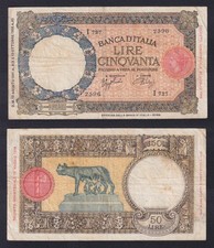 Banconota Italia 50 lire Lupetta 19.8.1941 P.-57 BB/VF