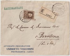 ITALIA 1928 1,75L ISOLATO SU COPERTINA COMMERCIALE REGISTRATA DA PIETRASANTA A BIE
