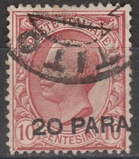 1908 - Levante - Costantinopoli - 20 pa. su 10 c. - 1^ emissione locale n. 2