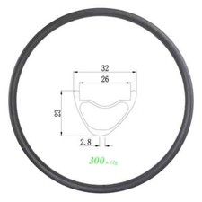 Cerchio carbonio MTB XC senza gancio 29er 24 28 32H copertoncino senza vernice ruota tubeless