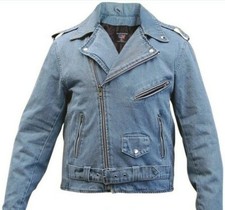 Giacca Moto Uomo Blu Denim