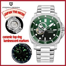 🔝 PAGANI DESIGN PD1736 VERDE AUTOMATICO SEIKONH39 JAPAN ZAFFIRO 200M OROLOGIO ⌚